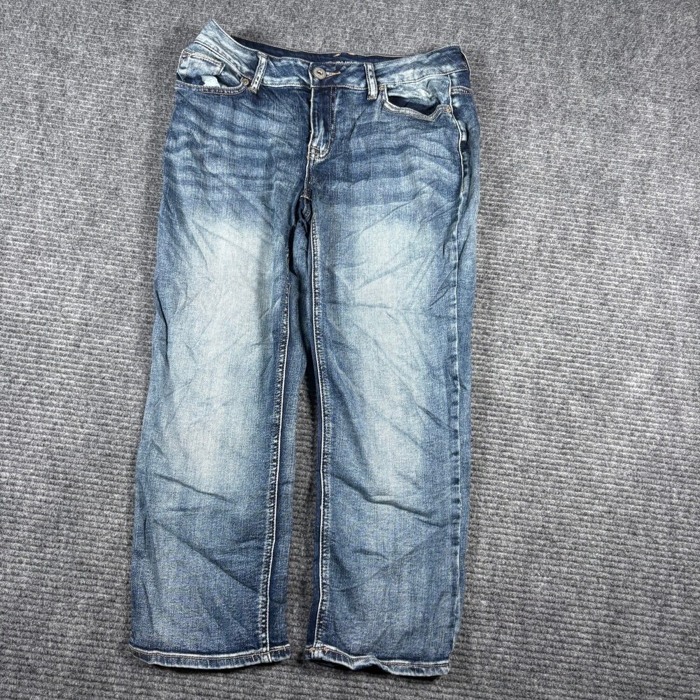 Maurices Jeans Women 3/4 Blue Excellent Cropped Straight Leg Stretch Denim